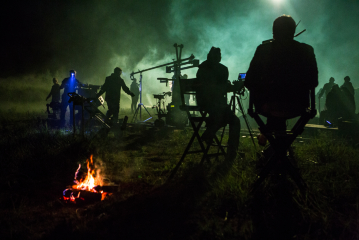 silhouettes on set