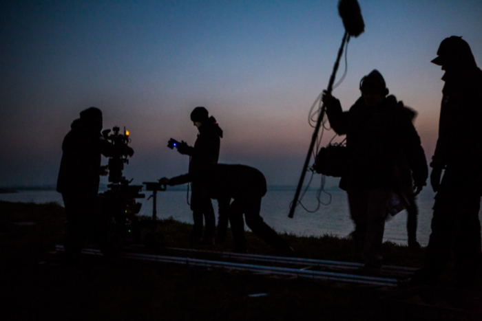 silhouettes on set