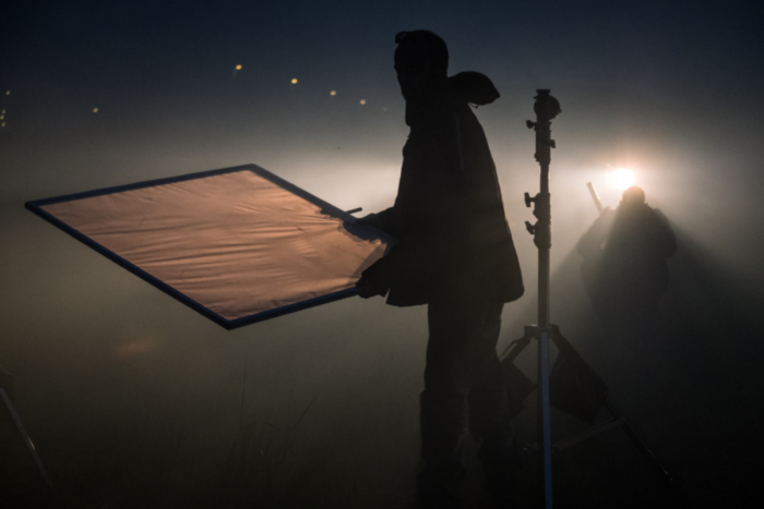 silhouettes on set