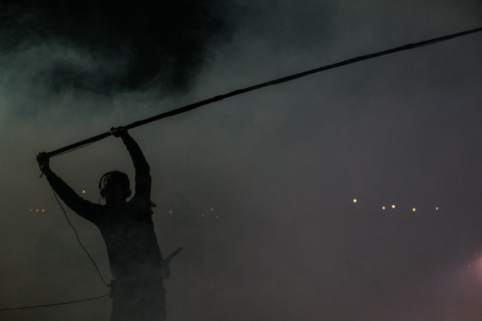 silhouettes on set